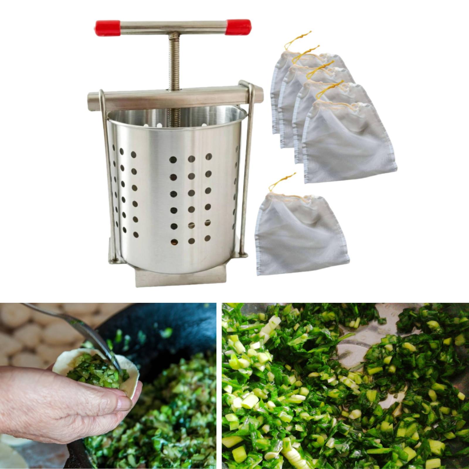 Kitchen Gadgets Dumpling Maker - Exprimidor manual de acero inoxidable, para